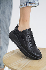 Black leather sneakers for the city for autumn  8018571 photo №4
