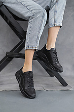 Black leather sneakers for the city for autumn  8018571 photo №7