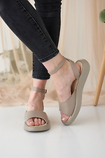 Beige Leather Flat Sandals  8019571 photo №2