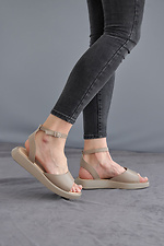 Beige Leather Flat Sandals  8019571 photo №5