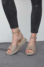 Beige Leather Flat Sandals  8019571 photo №8