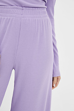 Трикотажные широкие брюки кюлоты в рубчик с завышенной талией Garne 3039572 фото №4