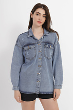 Wąska damska jeansowa kurtka zapinana na guziki  4014573 zdjęcie №1