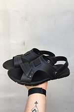 Мужские кожаные сандалии черного цвета 8019573 фото №1