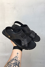 Мужские кожаные сандалии черного цвета 8019573 фото №4