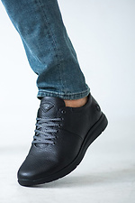 Мужские кожаные кроссовки черного цвета на каждый день  8019574 фото №3