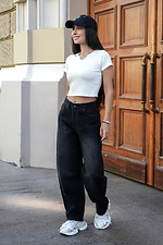 Weit geschnittene Baggy-Jeans für Damen, TMV Baggy Barrel Schwarz Teamv 8034574 Foto №2