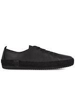 Black leather sneakers for the summer with twine on the sole Las Espadrillas 4101575 photo №2