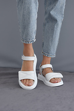 Women's white open sandals with Velcro  8019575 photo №2