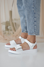 Women's white open sandals with Velcro  8019575 photo №9
