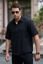 Men's Summer Short Sleeve Shirt Viscose Relax Black Teamv 8034575 photo №1