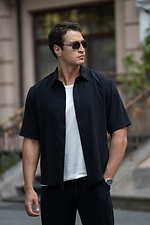 Men's Summer Short Sleeve Shirt Viscose Relax Black Teamv 8034575 photo №3