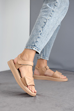 Velcro open sandals for women in beige  8019576 photo №1