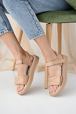 Velcro open sandals for women in beige  8019576 photo №8