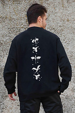 Men's Insulated Oversized Fleece Sweatshirt With Printed Fourth Wing Black Without 8055576 photo №4