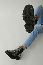 Czarne skórzane jesienne buty na platformie chelsea  4205578 zdjęcie №2