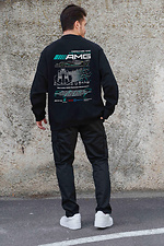 Men's Insulated Oversized Sweatshirt With Fleece Printed AMG Black Without 8055578 photo №2