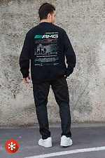 Herren Sweatshirt in Übergröße mit Fleece-Aufdruck AMG Schwarz Without 8055578 Foto №2