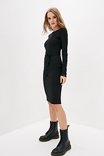 Трикотажна сукня міді в рубчик чорного кольору з довгими рукавами Garne 3039579 фото №2