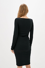 Трикотажна сукня міді в рубчик чорного кольору з довгими рукавами Garne 3039579 фото №3