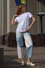 White cotton T-shirt I'M UKRAINIAN with rhinestones Garne 3040579 photo №7