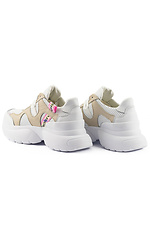 Women's leather sneakers beige perforated on the platform  8018579 photo №4