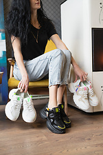 Damen Ledersneaker beige perforiert auf der Plattform  8018579 Foto №10