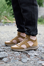 Летние текстильные ботинки в армейском стиле песочного цвета  8019579 фото №2