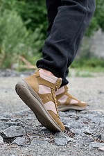 Летние текстильные ботинки в армейском стиле песочного цвета  8019579 фото №4