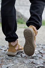 Летние текстильные ботинки в армейском стиле песочного цвета  8019579 фото №5