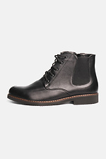 Herbst-Chelsea-Stiefel aus schwarzem Leder mit Schnürsenkeln  4205580 Foto №1