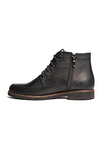 Herbst-Chelsea-Stiefel aus schwarzem Leder mit Schnürsenkeln  4205580 Foto №2