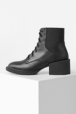 Осенние ботинки челси из черной кожи со шнурками  4205582 фото №2
