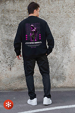 Isoliertes Herren-Sweatshirt in Übergröße mit Fleece-Aufdruck Calomity Schwarz Without 8055582 Foto №2