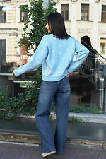 Damenstrickpullover mit Blumenmuster, blau Teamv 8034583 Foto №4