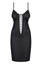 Czarna sukienka erotyczna z rozcięciem i cienkimi ramiączkami Obsessive 4026584 zdjęcie №4