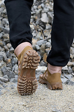 Летние кожаные ботинки берцы песочного цвета  8019584 фото №4