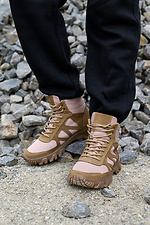 Летние кожаные ботинки берцы песочного цвета  8019584 фото №5