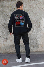 Isoliertes Herren-Sweatshirt in Übergröße aus Fleece mit Cars-Aufdruck Schwarz Without 8055584 Foto №2