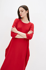 Red balloon dress below the knee with short sleeves Garne 3039586 photo №2