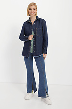 Navy blue denim button down shirt with fringes  4014586 photo №2