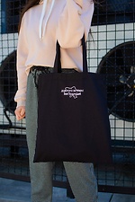 Хлопковая эко-сумка шоппер черного цвета с принтом Without 8048586 фото №2