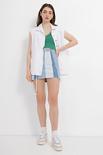 Loose oversized denim vest with drawstrings at the bottom  4014588 photo №2