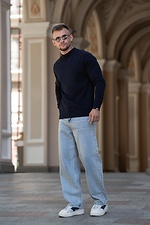 Чоловічий джемпер в'язаний бавовняний гольф Basic Jumper темно-синій Teamv 8034588 фото №2