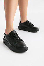 Black Leather Platform Sneakers  4205589 photo №3