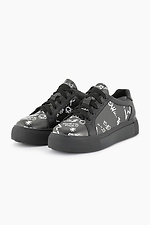 Black Leather Platform Sneakers  4205591 photo №2
