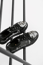 Black Leather Platform Sneakers  4205591 photo №4