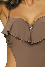 One-piece beige monokini swimsuit with ruffles and ties on the sides Marko 4023592 photo №4