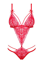 Red erotic sheer lace bodysuit Obsessive 4026592 photo №4