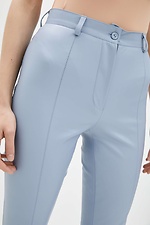 Голубые кожаные брюки CKIHHI-NICE-B с завышенной талией и разрезами Garne 3037593 фото №4